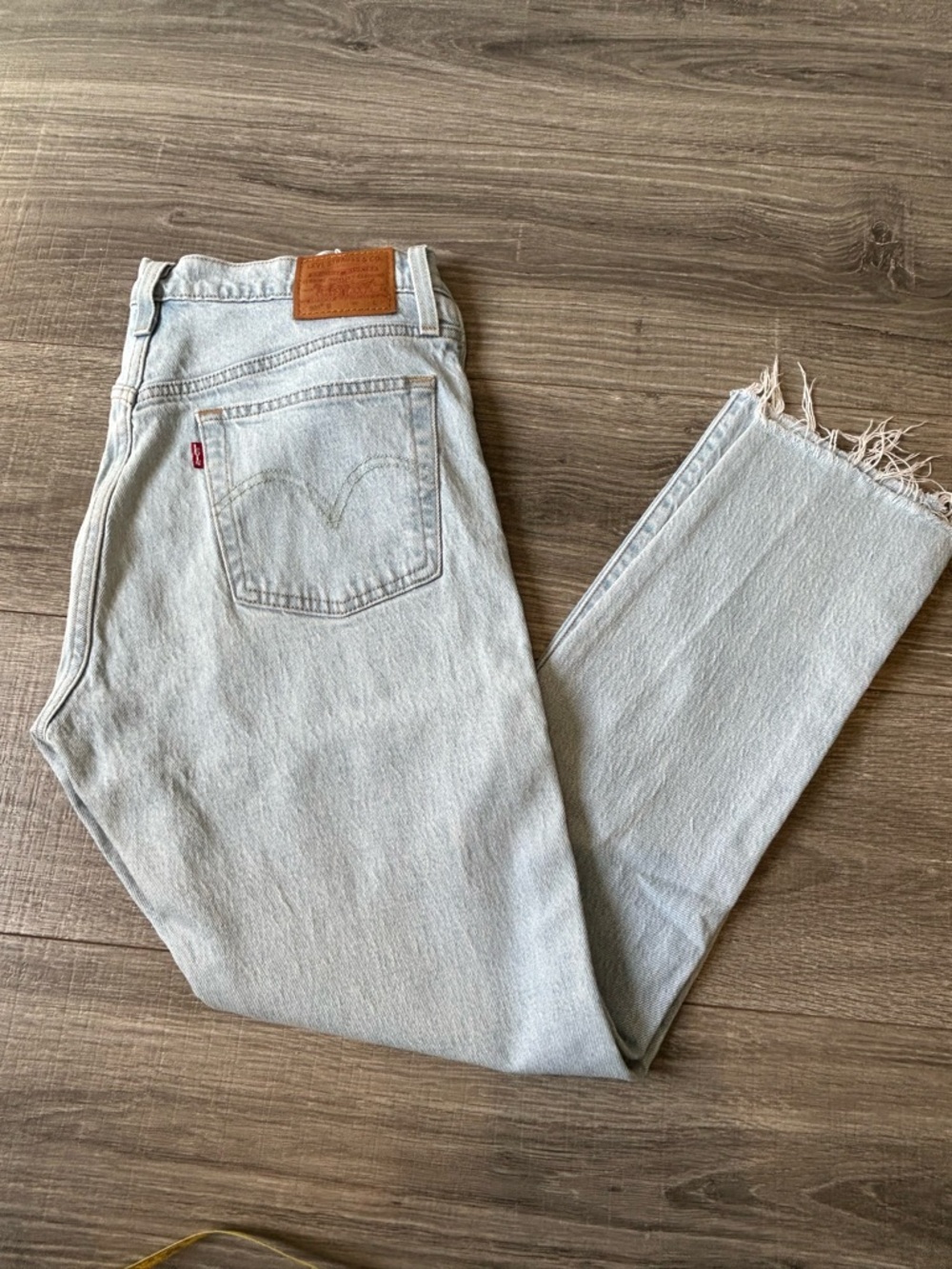 Levi's Premium 501 Light Blue Skinny Leg Jeans with Frayed Hem